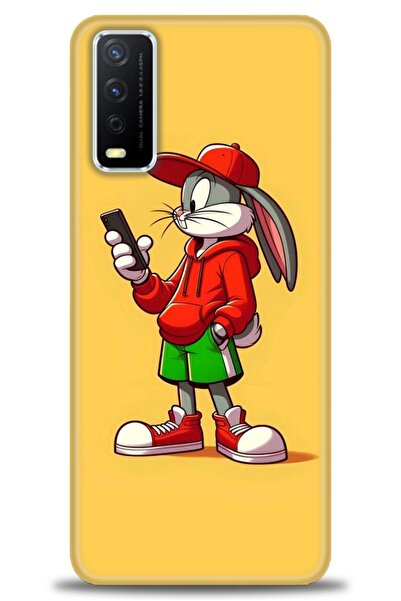 Rulet Aksesuar جراب سيليكون متوافق مع هاتف Vivo Y20 HD مطبوع + واقي شاشة سيرا...