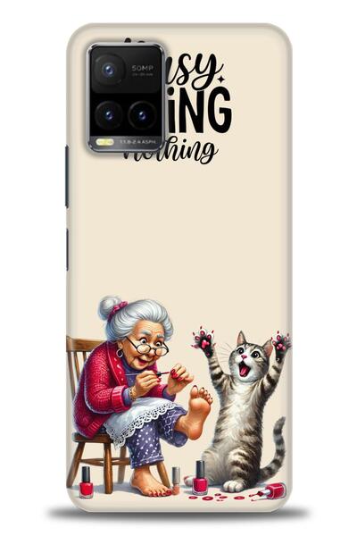 Rulet Aksesuar جراب سيليكون متوافق مع هاتف Vivo Y21 HD مطبوع + واقي شاشة سيرا...