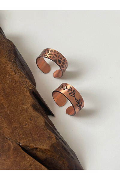 Rupen Kraft 100% Copper Handmade 2-Piece Design Unisex Copper Ring Adjustable...