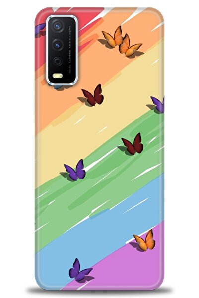 Rulet Aksesuar جراب سيليكون متوافق مع هاتف Vivo Y20S HD مطبوع + واقي شاشة سير...