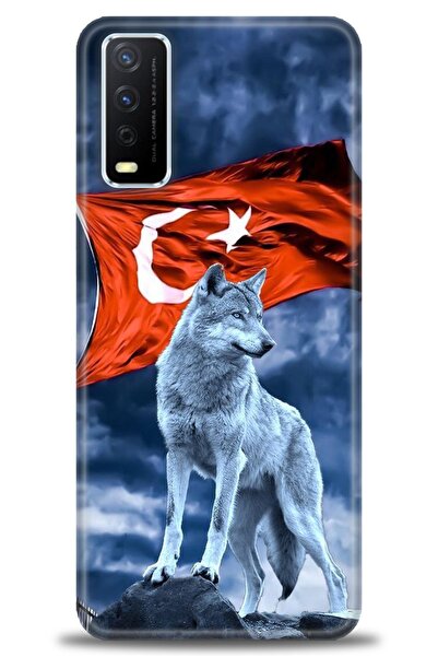 Rulet Aksesuar جراب سيليكون متوافق مع هاتف Vivo Y20 HD مطبوع + واقي شاشة سيرا...