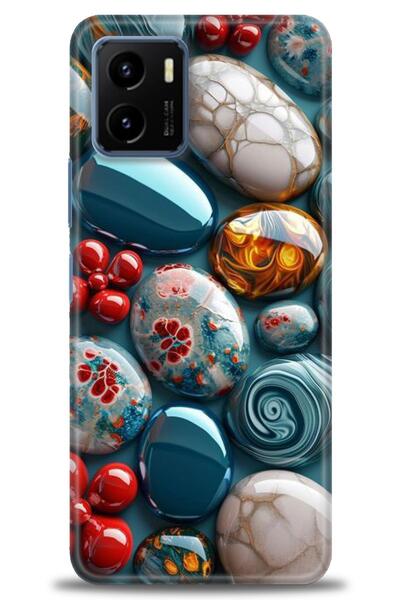 Rulet Aksesuar جراب سيليكون متوافق مع هاتف Vivo Y15S HD مطبوع + واقي شاشة سير...