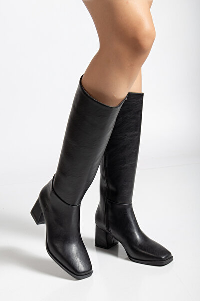 alolart Long Boots Square Toe Women's Heel Shoes A22
