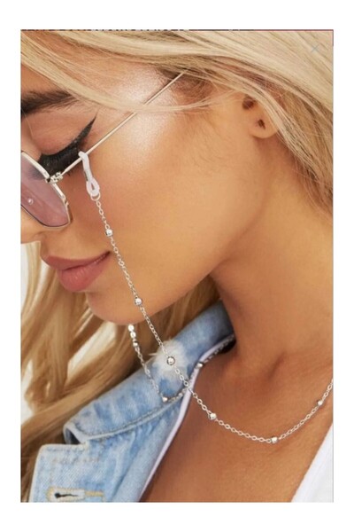 SOSYETEZGAHI Gümüş Renk Bütün Gözlüklere Uygun Gözlük Zinciri Gözlük ipi Gümü...