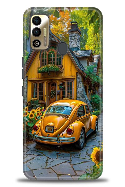 Rulet Aksesuar حافظة سيليكون HD مطبوع متوافقة مع هاتف Tecno Spark 7T + واقي ش...