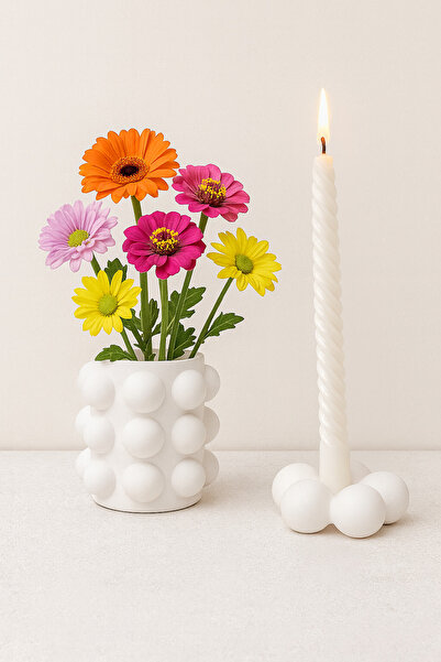 LalezarHome Dekoratif Bubble Vazo ve Mumluk Seti – Modern Ev Aksesuarı, Şık T...