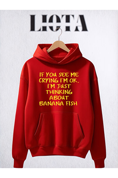 Vordevia سويت شيرت قطني كبير الحجم مطبوع عليه سمكة الموز