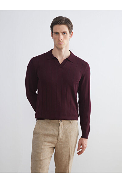 LC Waikiki Burgundy Polo Neck Men's Knitwear Sweater