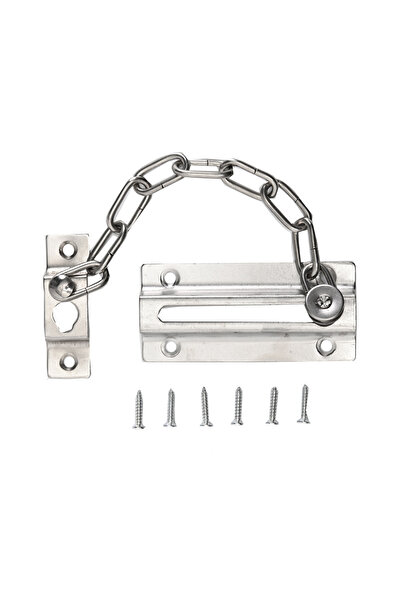 Lawazim قفل باب سلسلة - سلسلة أمان مطلية بالنيكل مقاس 85 مم مع براغي لأبواب ا...