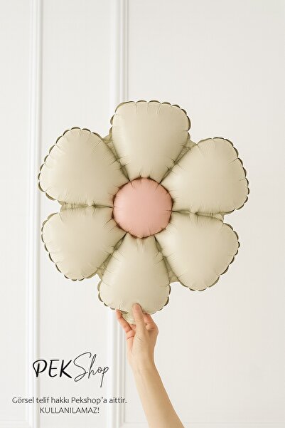 PEKSHOP Cream Bohemian Daisy Foil Balloon Daisy Shaped Balloon Retro Cream