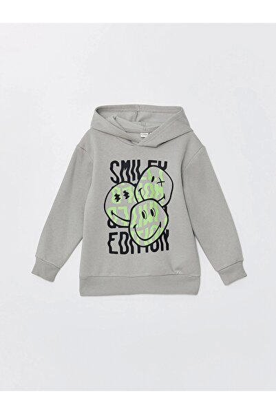 LC Waikiki Hanorac gros pentru băieți cu glugă gri LCW Kids