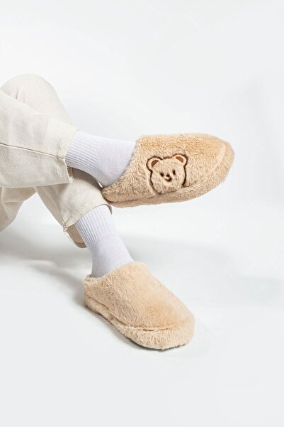 ALTUNTAŞ Unisex House Slippers Winter Wool Slippers Comfortable Indoor Non-Slip High Sole Slippers