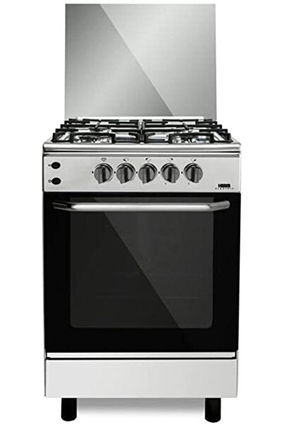 HAAM فرن غاز مصري هامتنت HM55GF-20 مزود بـ 4 شعلات، عرض 55 سم، لون فضي/أسود