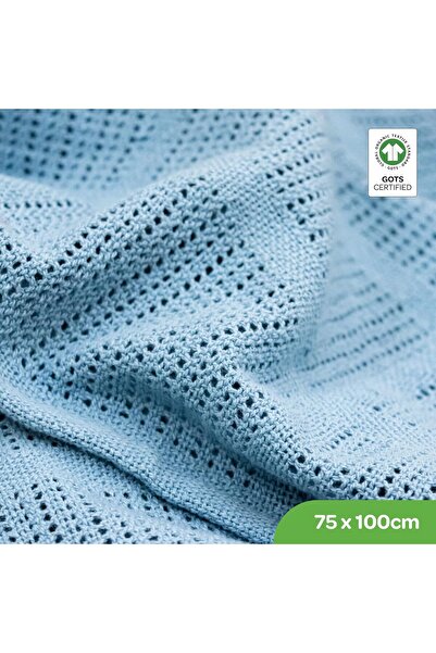 Moon Organic Cellular Blanket 75 X 100 cm – for baby 0 Months+ Pure Cotton Soft, Smooth,