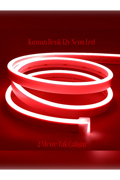 evkahome Kırmızı Neon Led Tak Çalıştır - 1-2-3 Metre Neon Şerit Led Esnek Sil...