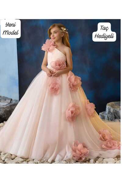 Kids KIZ ÇOCUK ABİYE ÇİÇEK DETAYLI MEZUNİYET, DÜĞÜN , ÖZEL GÜN