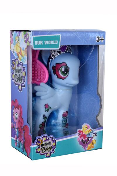 OMZ ألعاب تعليمية، مجموعة شخصيات الحصان الصغير ومشط تاك، أزرق + محفظة هدية لل...