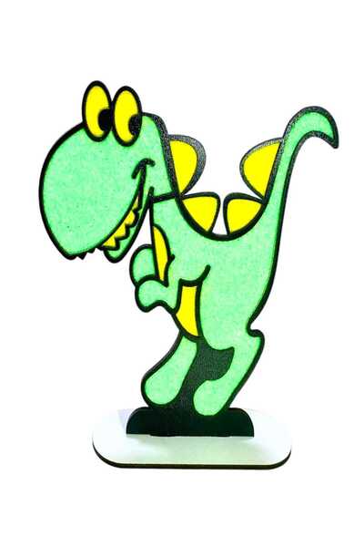 NEWBRENDHOME لعبة تعليمية للأولاد على شكل ديناصور خشبي للرسم بالملح: ارسم وصن...