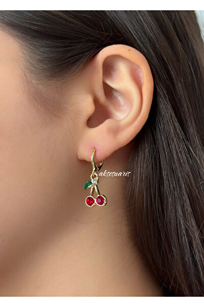 aksesuaris Sallantılı Taşlı Kiraz Küpe