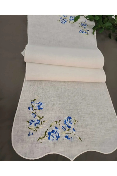 ketenhome Bahar Dalı Nakışlı Keten Runner 118x40 cm