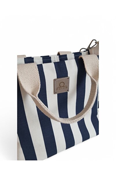Al Ver Gülüm Women's Striped Waterproof Fabric Daily Use Tote Bag