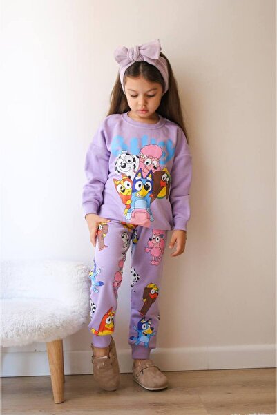 Kids Mor Baskılı Kışlık Alt Üst Takım