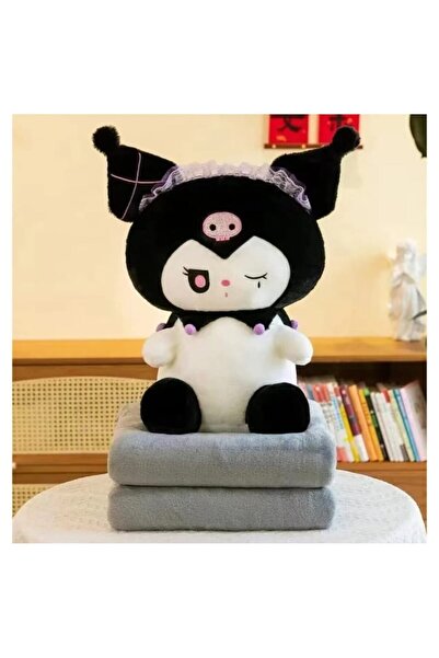 OEM Kuromi Plush Toy and Blanket Set from Hello Kitty Sanrio Series, White/Black, 50 cm
