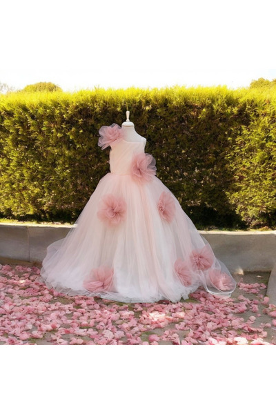 Kids KIZ ÇOCUK ABİYE ÇİÇEK DETAYLI MEZUNİYET, DÜĞÜN , ÖZEL GÜN