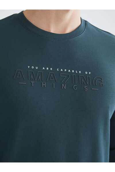 LC Waikiki Λαμπερές επιλογές από το Shining Store | Ανδρικό χοντρό φούτερ με στάμπα με λαιμόκοψη