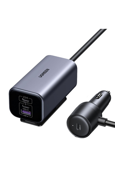 Ugreen شاحن سيارة ممتد من GaN 3 منافذ USB-C وUSB 150 واط - رمادي