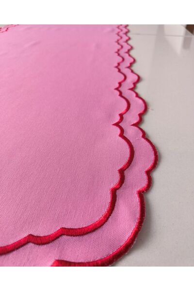 ketenhome Kıvrımlı Kenar Pembe Runner 119x44cm