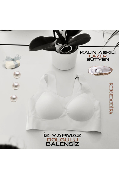 KORSEFABRİKA Thick Strap Padded Wireless Invisible Non-Marking Laser Bra