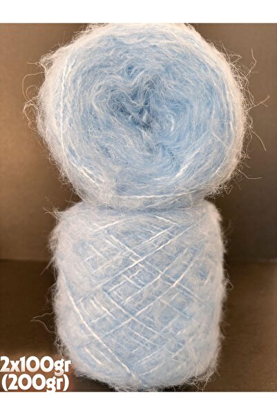 Ana&Kuzusu İplik Mavi (bol tüylü) kalın moher örgü ip 200gr