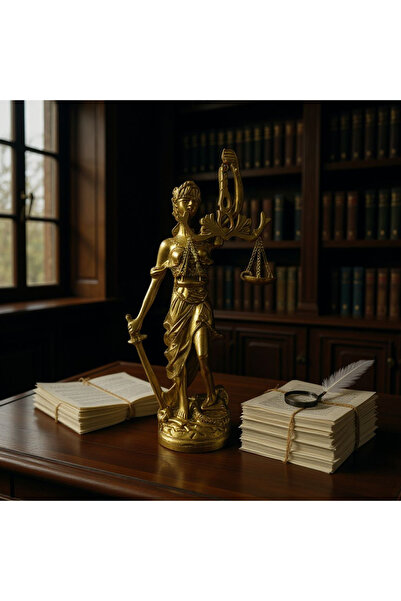 LIGNUM KORE 18 cm Themis Adalet Heykeli – Ofis ve Ev Dekorasyonu Biblo (Polye...