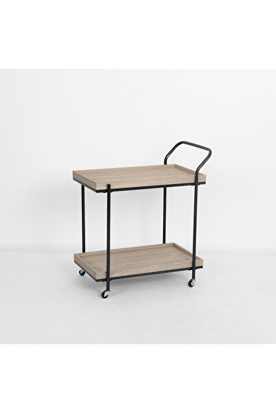 DEC13 Wood serving cart with metal