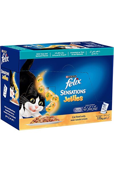 Felix Purina® Felix® Sensations Jelly with Tuna and Spinach 85g (Pack of 12)