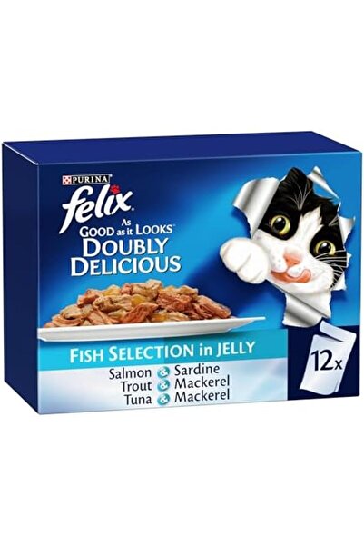 Purina One PURINA Felix Doubly Delicious Fish Selection in Jelly Pouch Wet Cat Food Pack - 12X85G