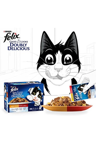 Purina One Felix As Good As It Look Doubly Delicious Wet Cat Food Meat Selections 85g (Pack of 12)