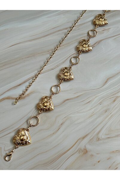 CSR AKSESUAR Kabartmalı Kalp figürlü Vücut & Bel & Elbise & Pantolon & Etek Zincir Kemer