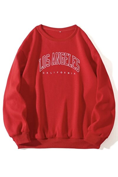 LAPS Women's Red Los Angeles Oversize Sweatshirt