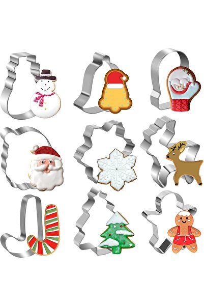 OEM Set de 9 forme pentru prăjituri de Craciun, din oțel inoxidabil