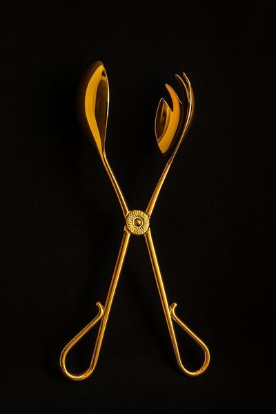 ALMASA Multi-purpose vegetable and pie tongs, gold