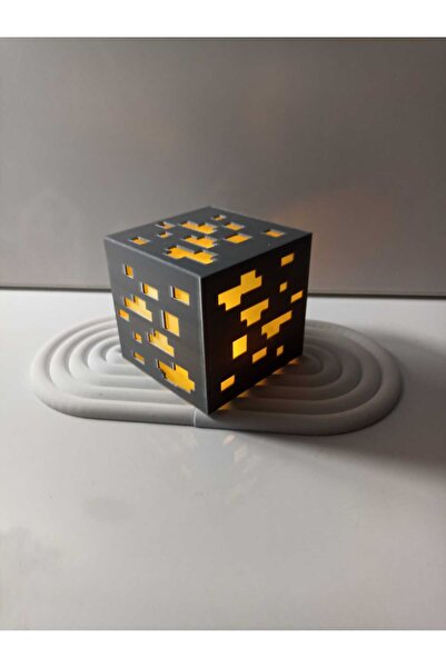 smilechild Minecraft Maden Cevheri led mumlu Dekoratif Minecraft Gamer Dekorasyon 7 cm LED MUM DAHİLDİR