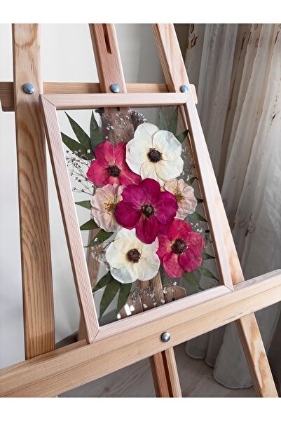 Store Pembe ve beyaz güllü ahşap tablo