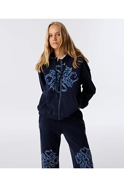 Twist Denim Applied Sweatshirt