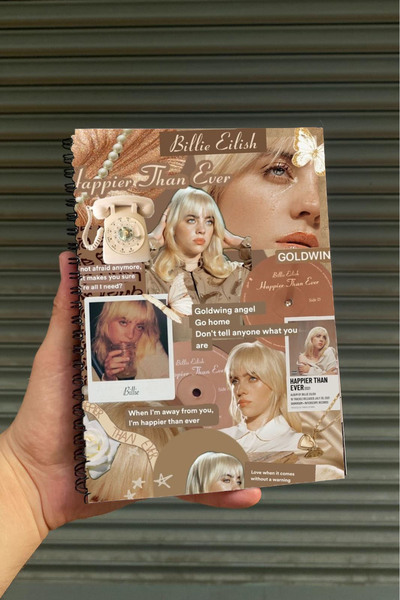 Namgo Spiral A5 Notebook Billie Eilish Beige Collage (200 Pages)