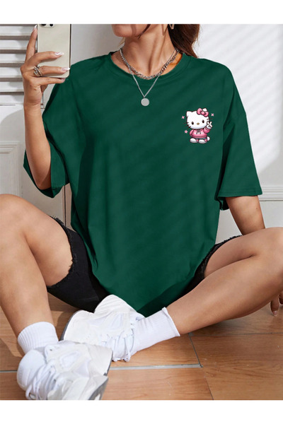 COHERENT Tricou supradimensionat din bumbac cu imprimeu personalizat Hello Ki...