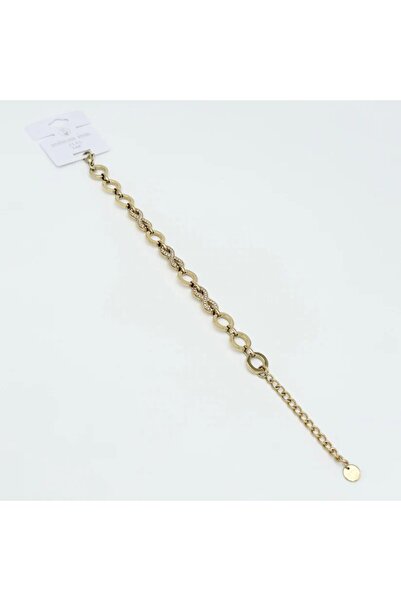 Miruva Gold Color Zircon Stone Chain Model Adjustable Steel Bracelet