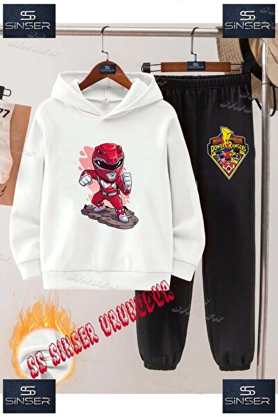 SS SİNSER Set de trening cu hanorac imprimat pentru copii, unisex, „POWARRANG...