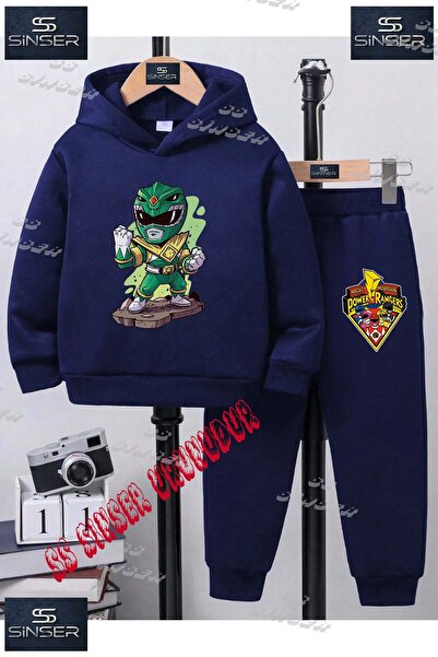 SS SİNSER Детски унисекс "POWARRANGER CHARACTER GREEN" спортен екип с качулка...